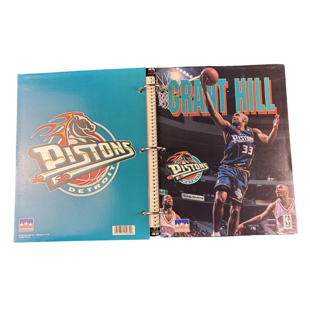Grant Hill Starline 1998 Detroit Pistons‎ Binder Notebook 2 Folders NBA Vintage